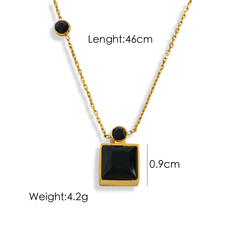 Wholesale  color square diamond Stainless steel necklace