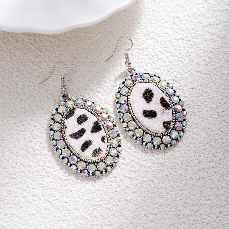 Wholesale Zinc Alloy Turquoise Inlaid Earrings Bohemian Leopard Print Fashion Jewelry for Women