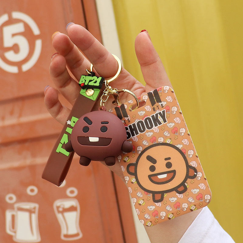 Wholesale Cartoon Silicone Card Holder ID Holder Keychain Cute Keychain ACC-KC-HuoFan006