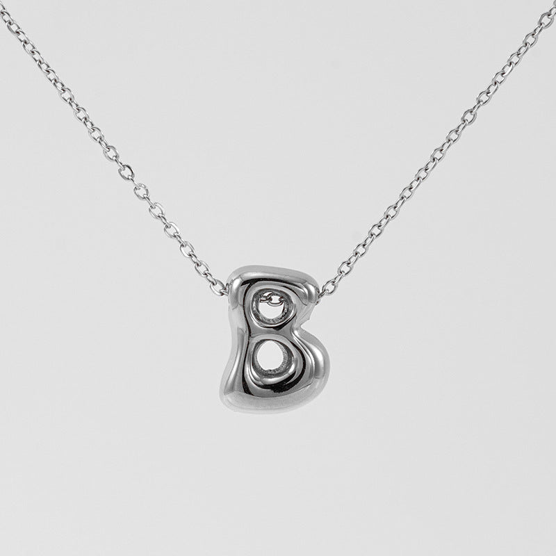 Wholesale  titanium steel smooth bubble letter necklace