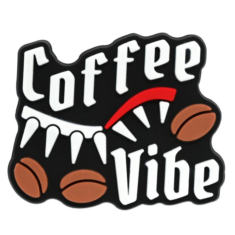 Wholesale Random 100pcs  coffee cup series  PVC Soft Rubber Shoe Buckle Decoration