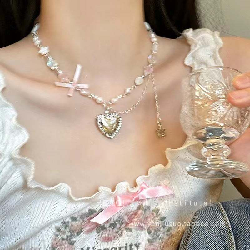 Wholesale  Color Shell Peach Heart Necklace
