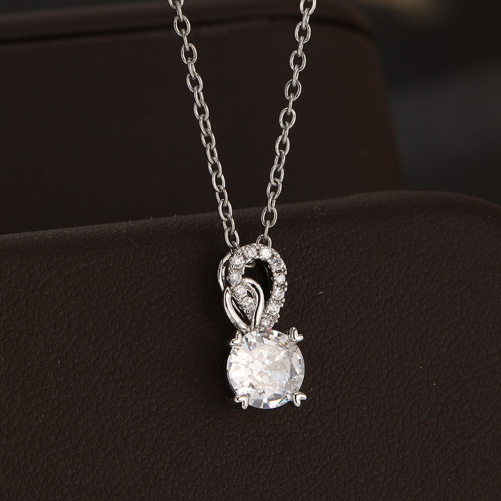 Wholesale Fashion Silver Tone Alloy Moissanite Pendant Necklace For Women Chic Everyday Gift Boutique Resale