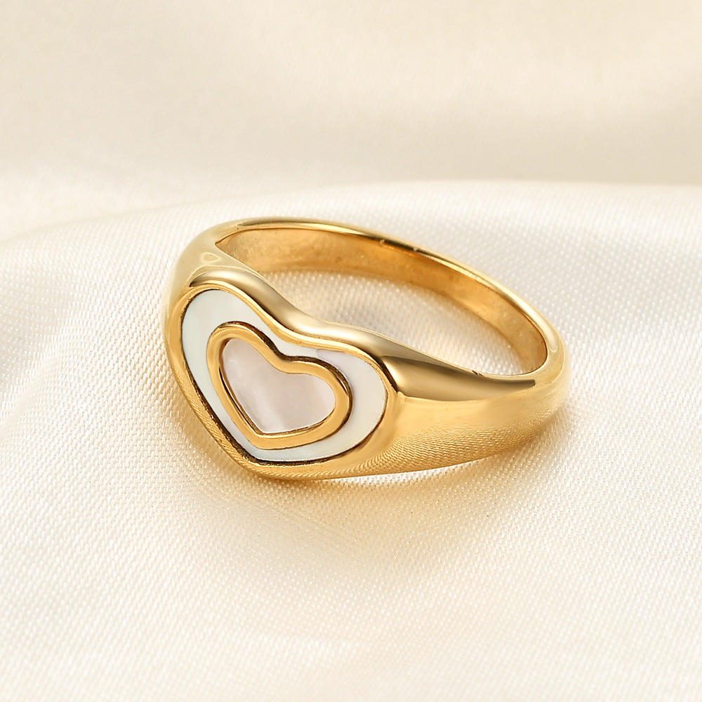 Wholesale  double heart love titanium steel ladies ring