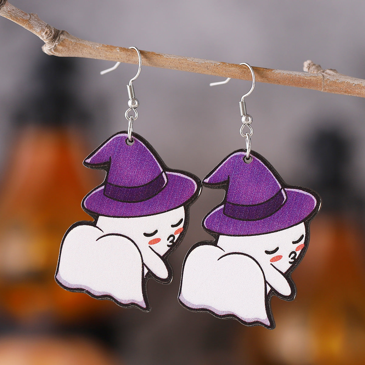 Wholesale Halloween Witch Hat Ghost Pumpkin Bat Flower Axe Book Earrings