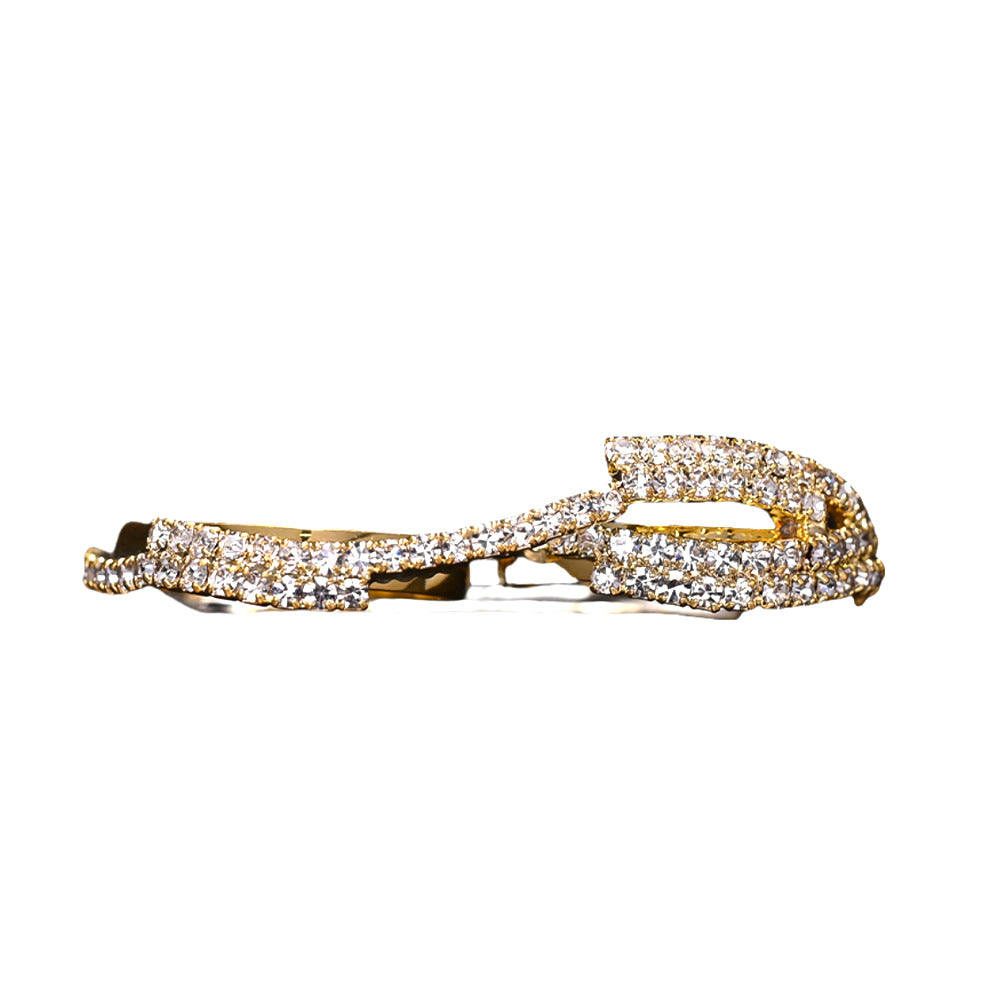 Wholesale Kink Wave Ring Women's Fashion Flash Rhinestone Double Finger Opening Ring