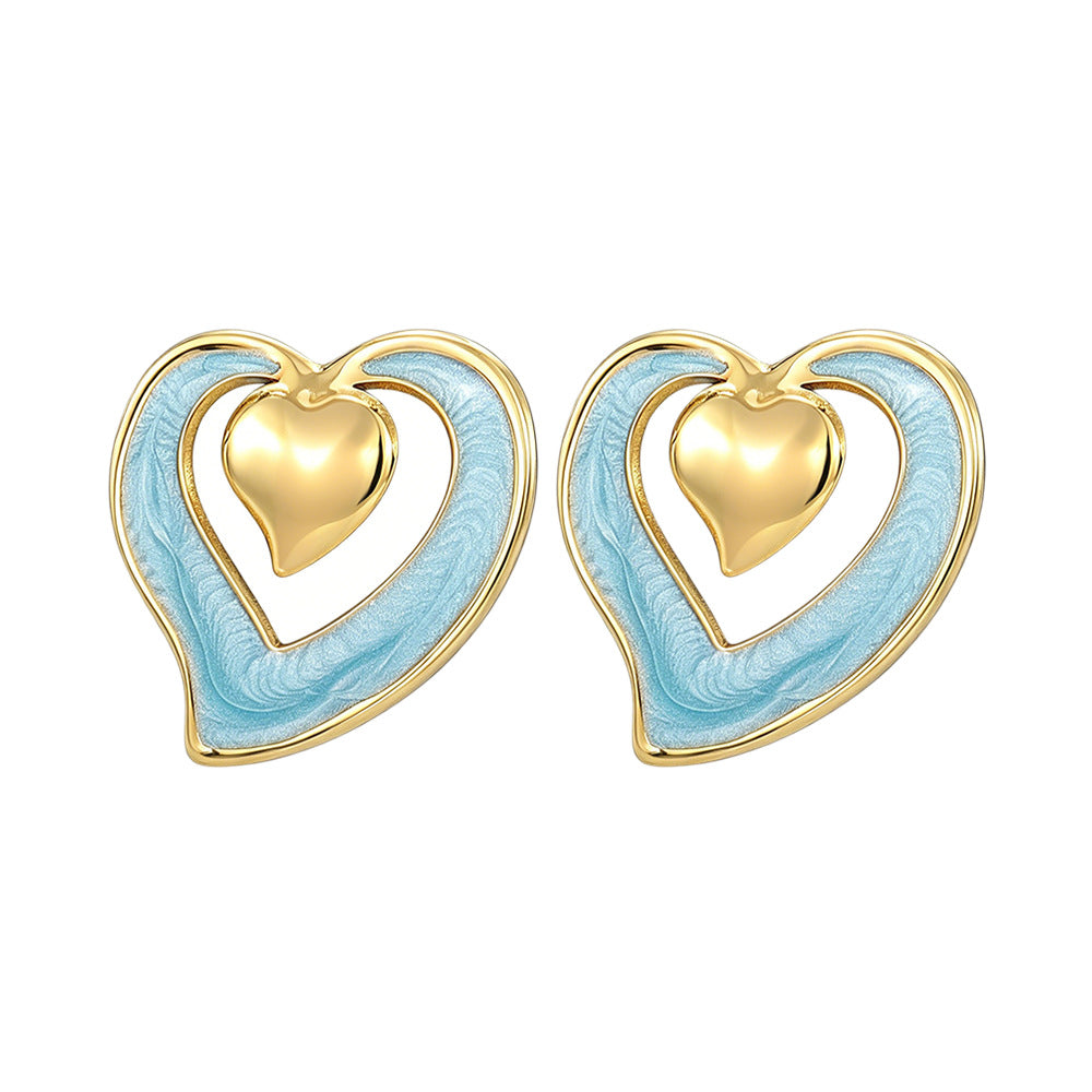 Wholesale Fashion Love Heart Earrings Stainless Steel Simple Design Trendy Jewelry for Women Boutique Resale