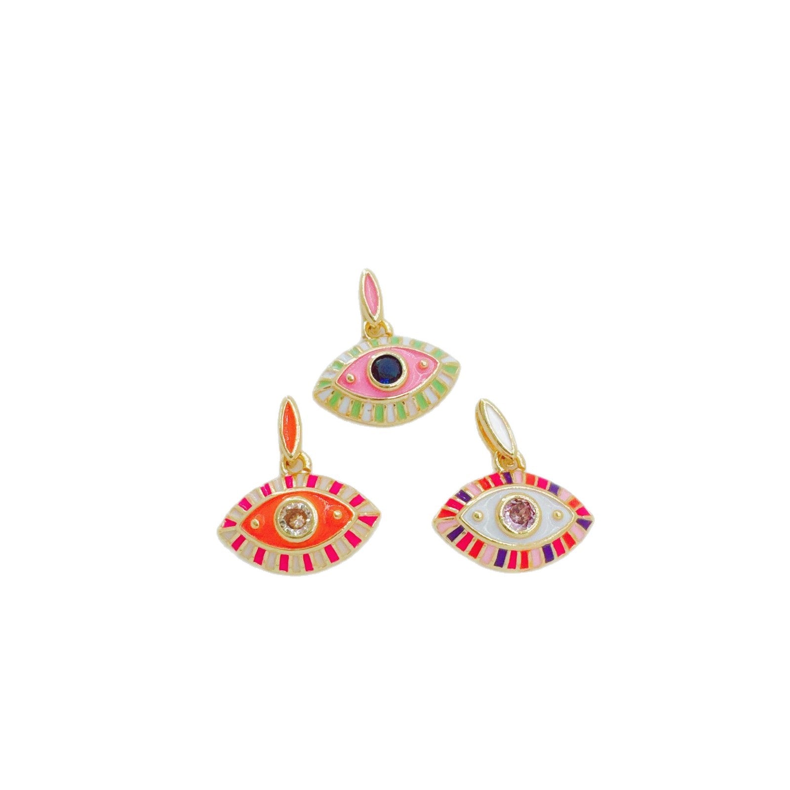 Wholesale Trendy Blue Evil Eye Pendant Charm Copper Gold Plated DIY Jewelry Accessory