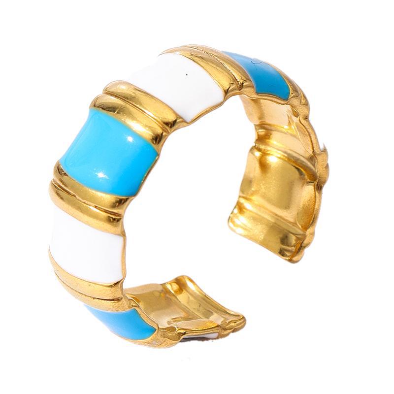 Wholesale Oil Dripping Colorful Flower Pumpkin Ring 18k Gold Plated Rings ACC-RS-MuC002