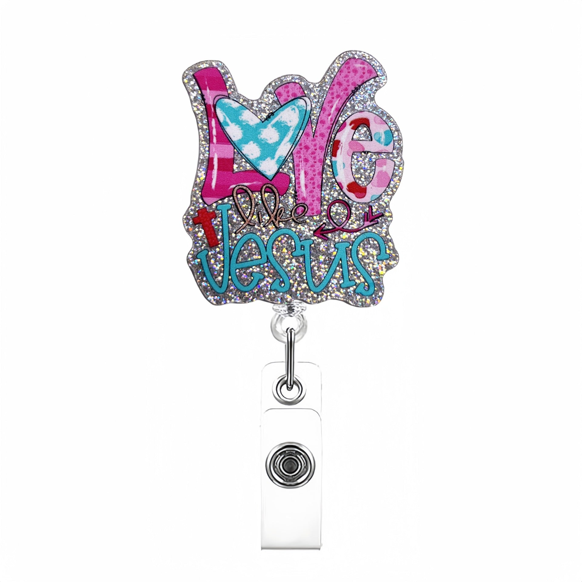 Wholesale Creative acrylic glitter medical care heart-shaped Badge Reels