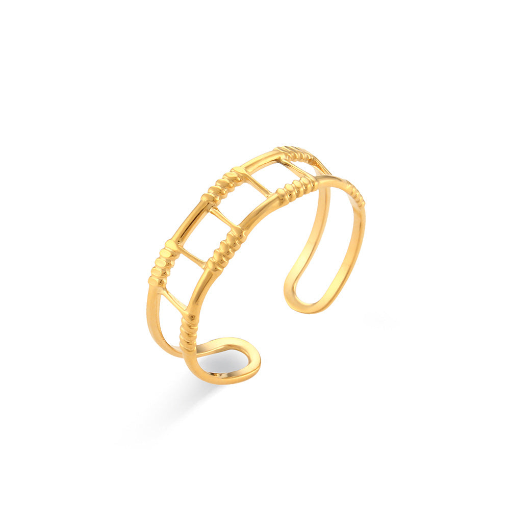 Wholesale Light Luxury Rings Open Hollow Stainless Steel Rings ACC-RS-MengJia008