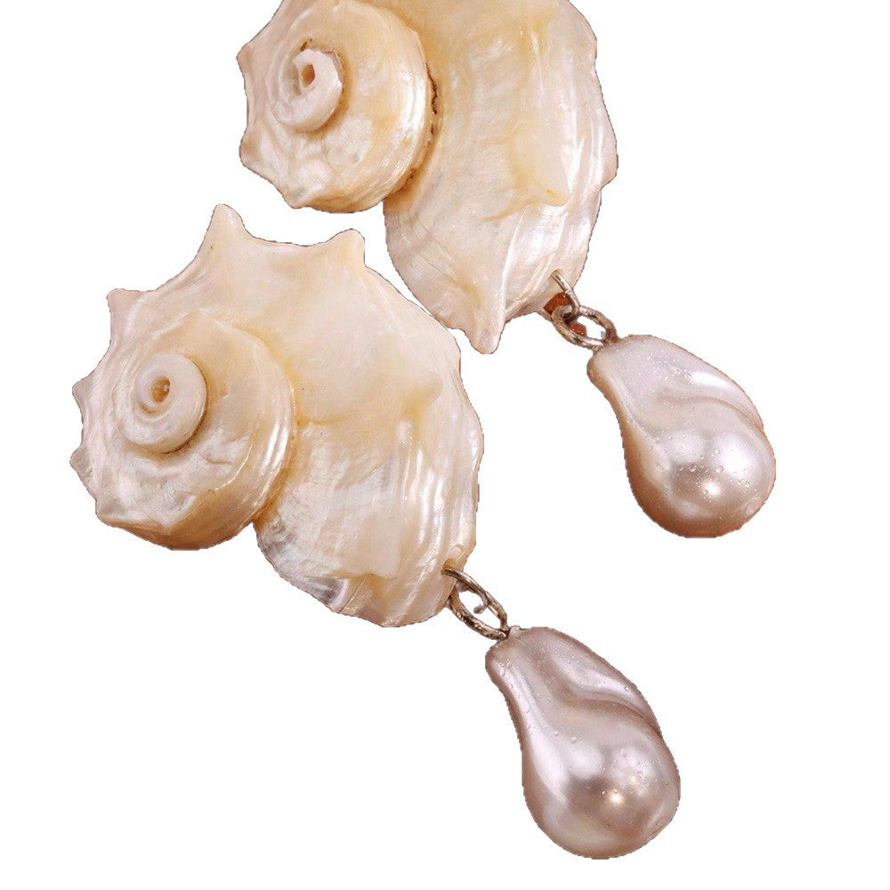 Wholesale Irregular Imitation Pearl Shell Earrings Baroque Niche Style Vacation Fashion Accessory