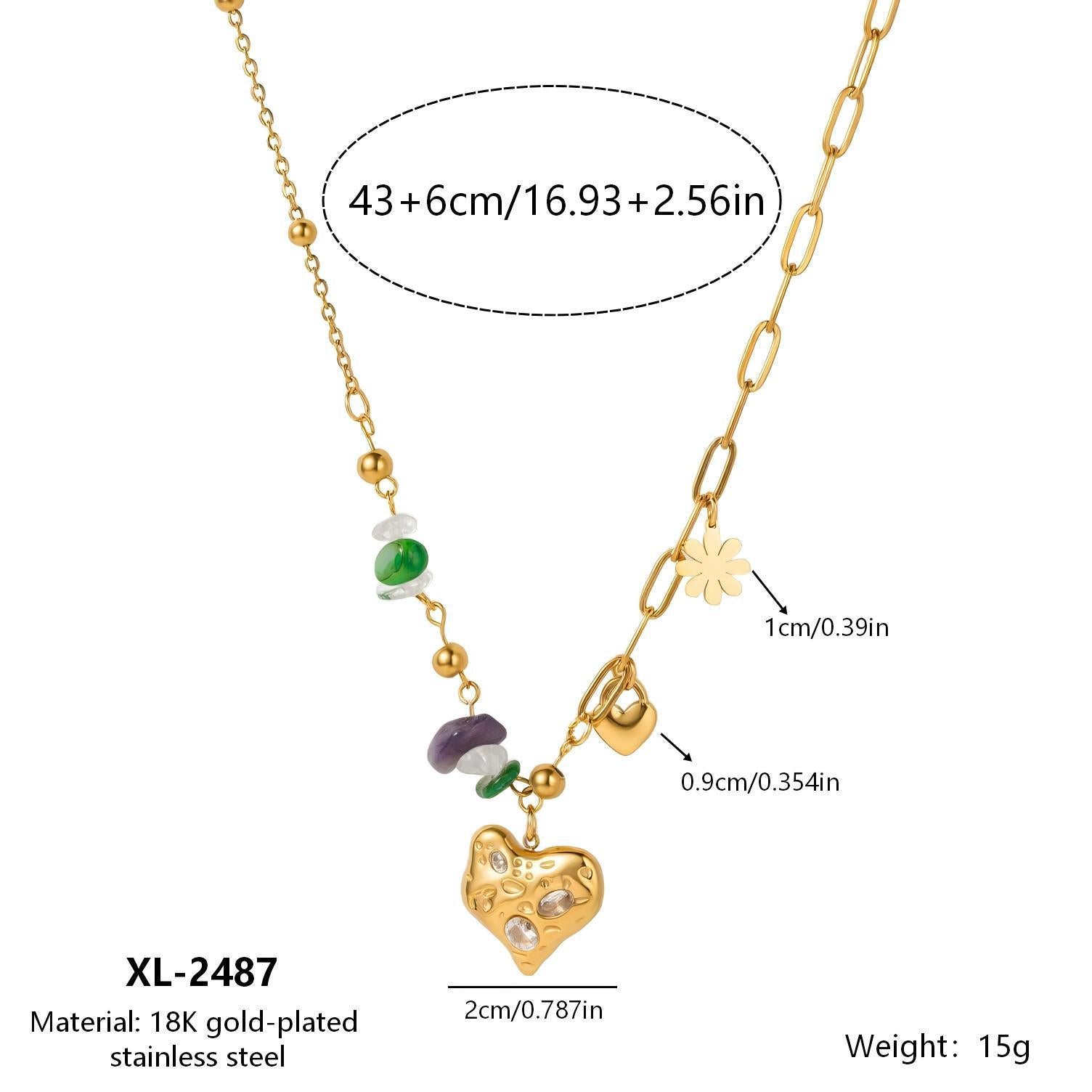 Wholesale Titanium Steel 18K Gold-Plated Heart Chain Necklaces