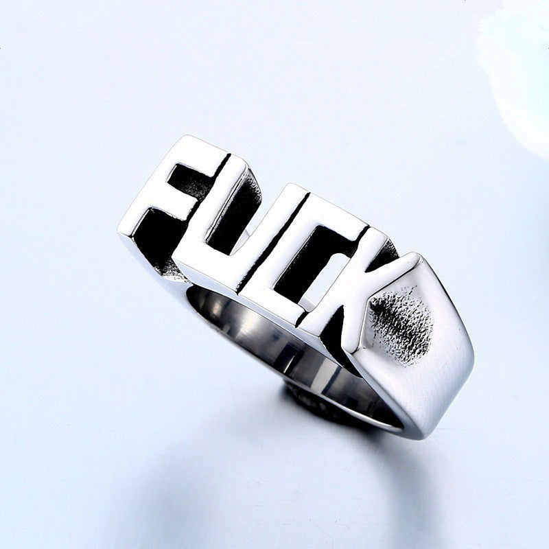 Wholesale retro silver-plated letter ring