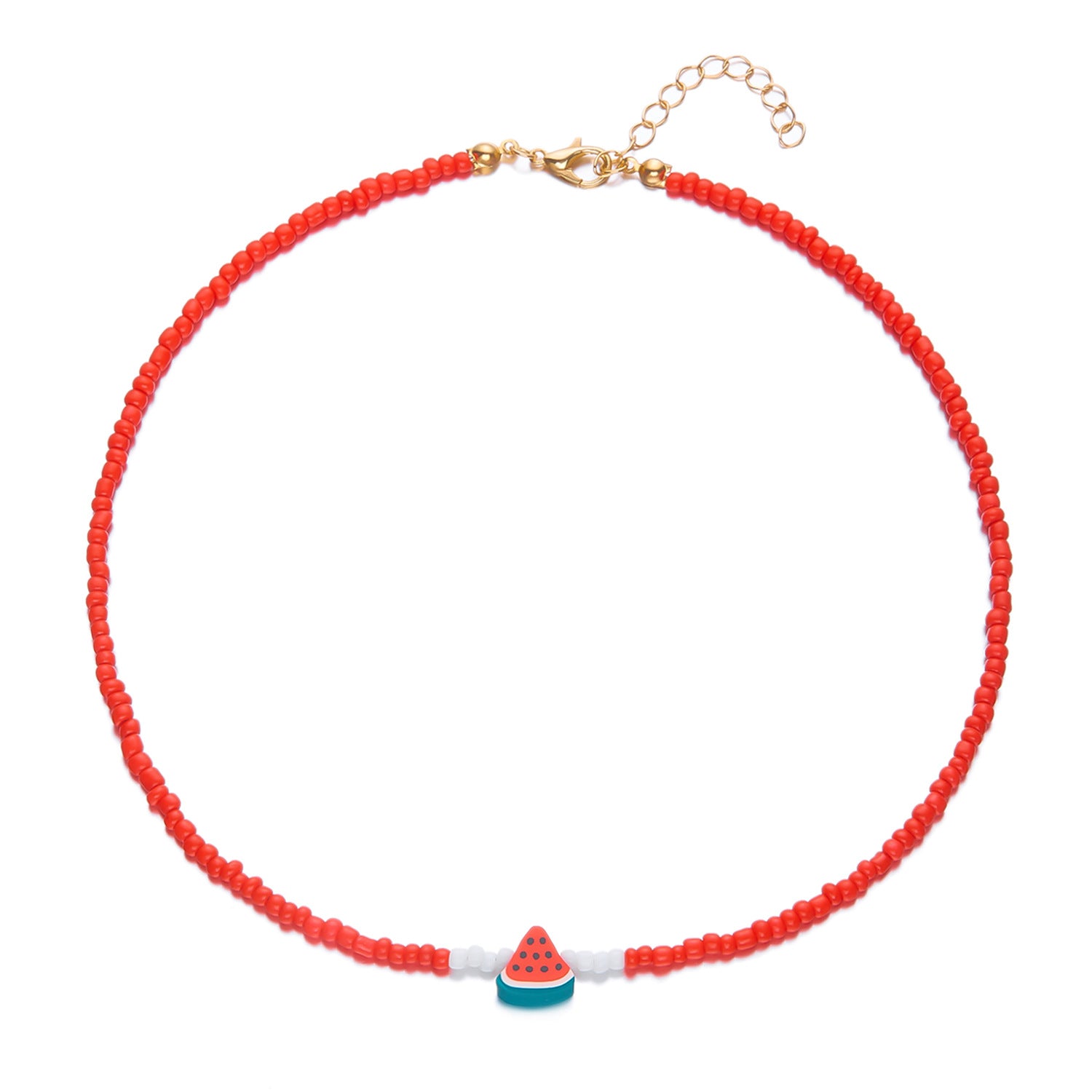 Wholesale simple summer small fresh soft pottery watermelon beads pearl necklace