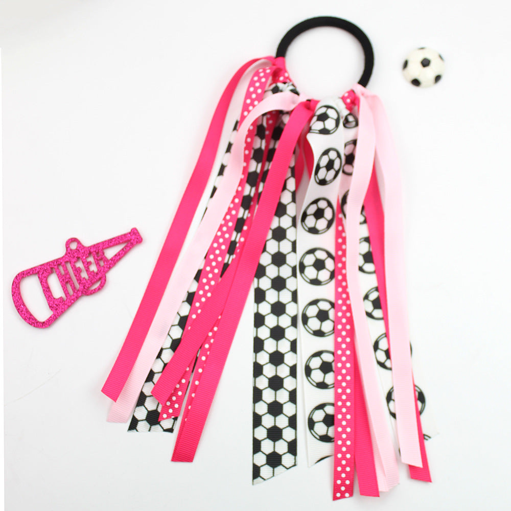 Wholesale 10pcs  Football Cheerleading Bow Hair Clips Hair Scrunchies