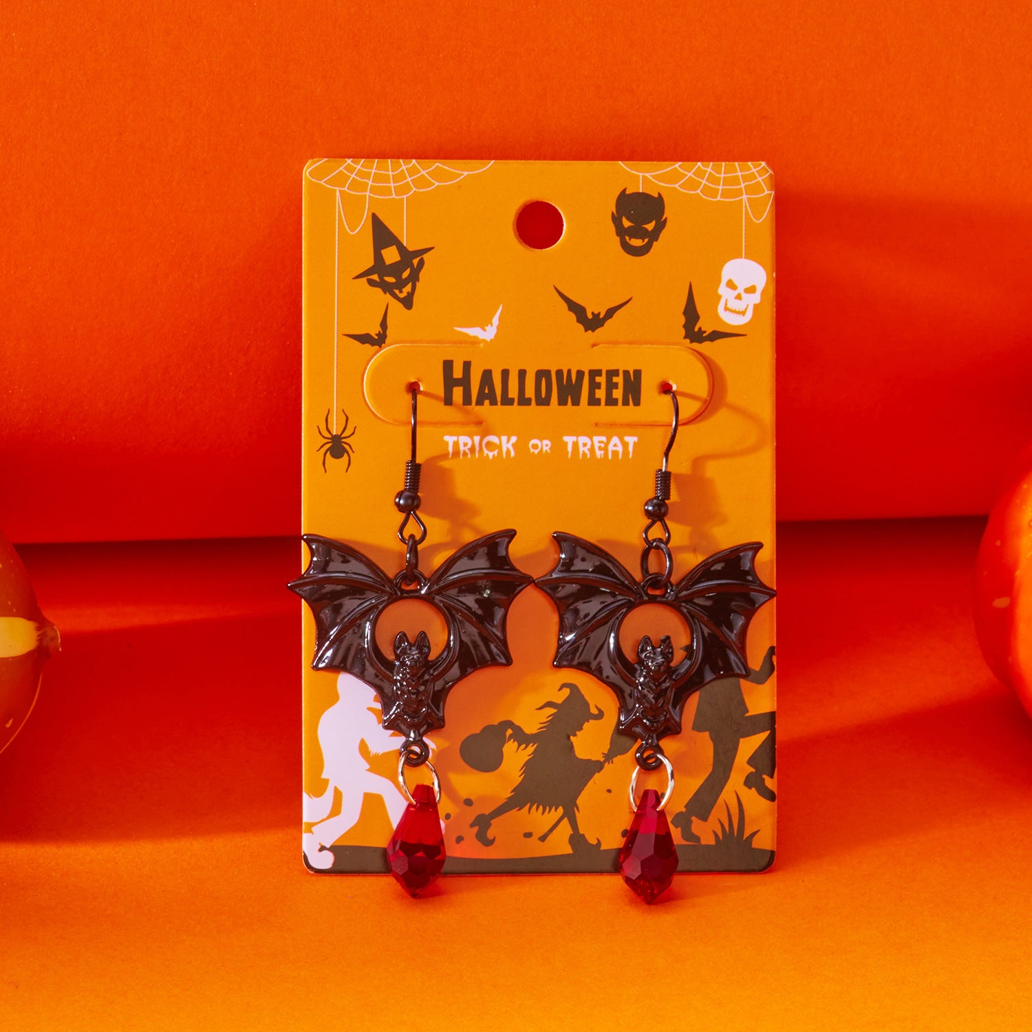 Wholesale Halloween Exaggerated Gothic Bat Earrings  Retro Earrings