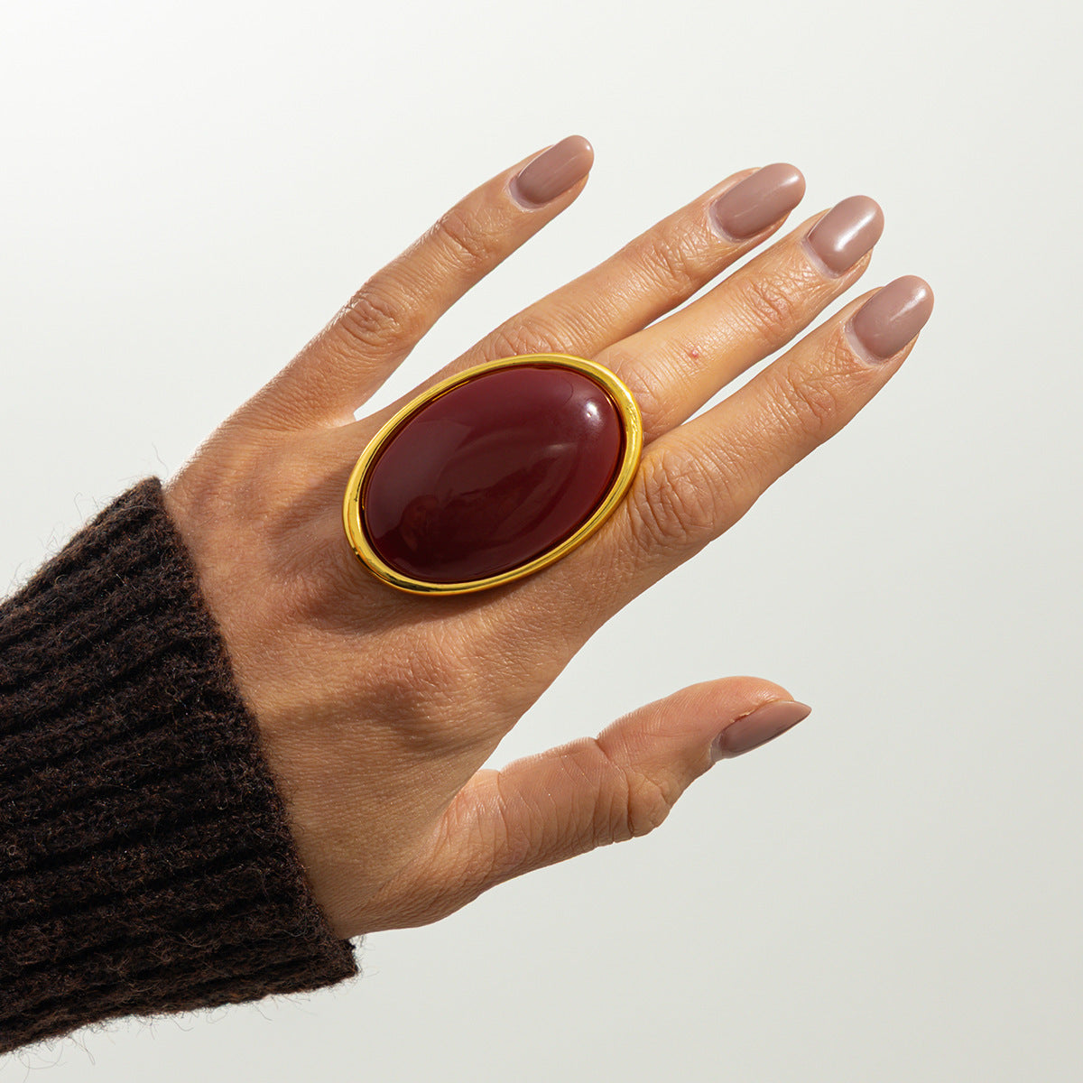 Wholesale Retro Oval Resin Earrings Crimson Agate Effect Party Fashion Accessory