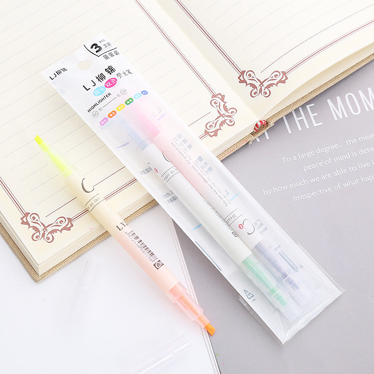 Wholesale Double Head Highlighter Color Marker Bevel Head Plastic Watercolor Pen ACC-PN-Liuj010