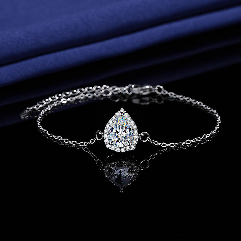 Wholesale Live Broadcast Hot-Selling New Water Drop Bracelet Inlaid with Eight Hearts and Eight Arrows Zircon Imitation Moissanite Bracelet Bracelet