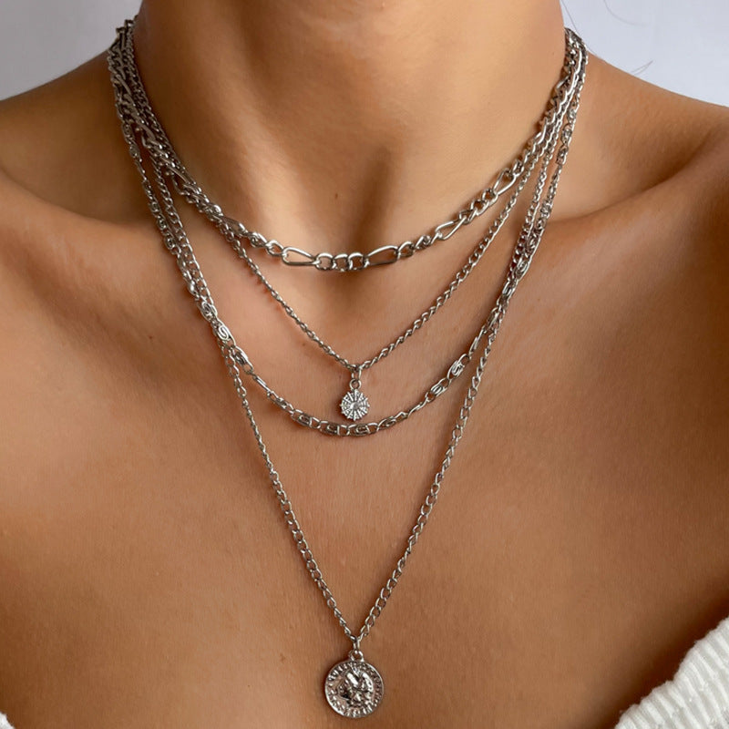 Wholesale Alloy Vintage Geometric Pendant Necklace Boutique Resale Wedding Gift