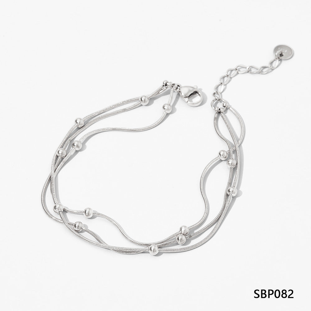 Wholesale stainless steel stacked PVD plated small gold beads bracelet