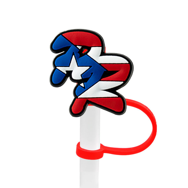 Wholesale 10PCS Puerto Rican 7-8mm Straw Tube Cap PVC Soft Rubber Dust Plugs Cute Straw Decorations ACC-SCR-KuaJ001