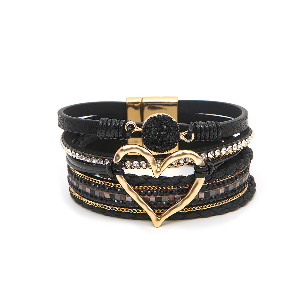 Wholesale Bohemian Multi-layered Leather Handwoven Love Bracelet