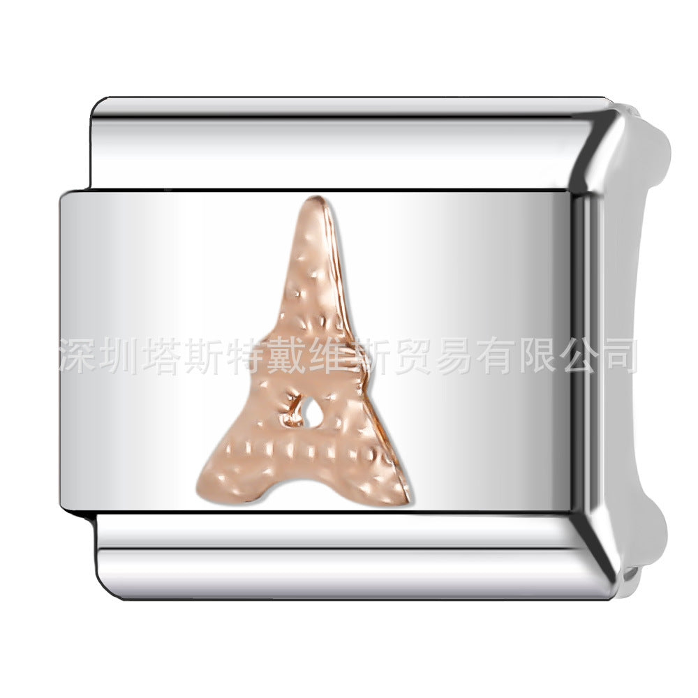 Wholesale 9mm Italian Charm Starter Bracelets DIY square Single Section Creative Stainless Steel Composable Bracelet