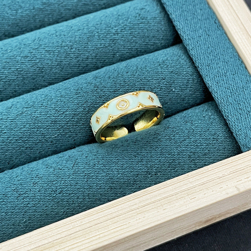 Wholesale Light Luxury Enamel Dropping Glaze Butterfly Flower Ring