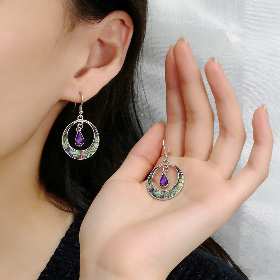 Wholesale Vintage Bohemian Round Openwork Teardrop Earrings