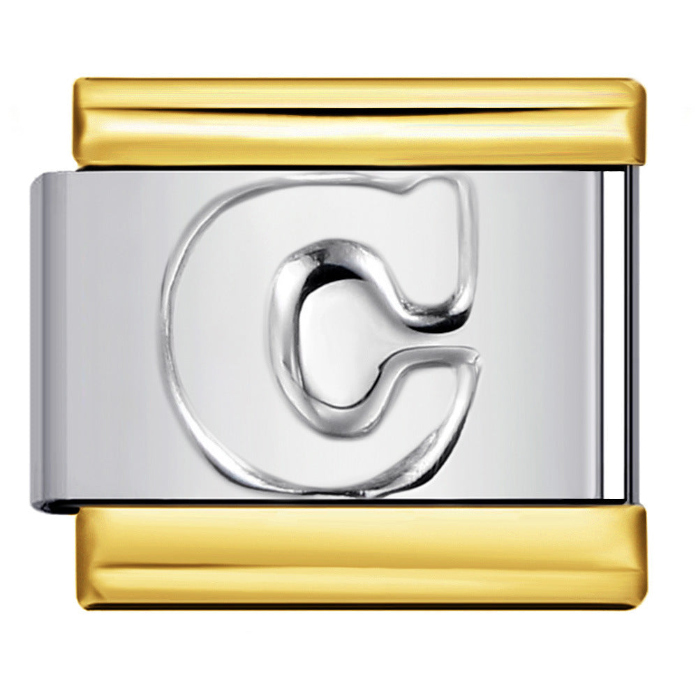 Wholesale Italian Charm Bracelet 9mm DIY letter Creative Stainless Steel Composable Bracelet