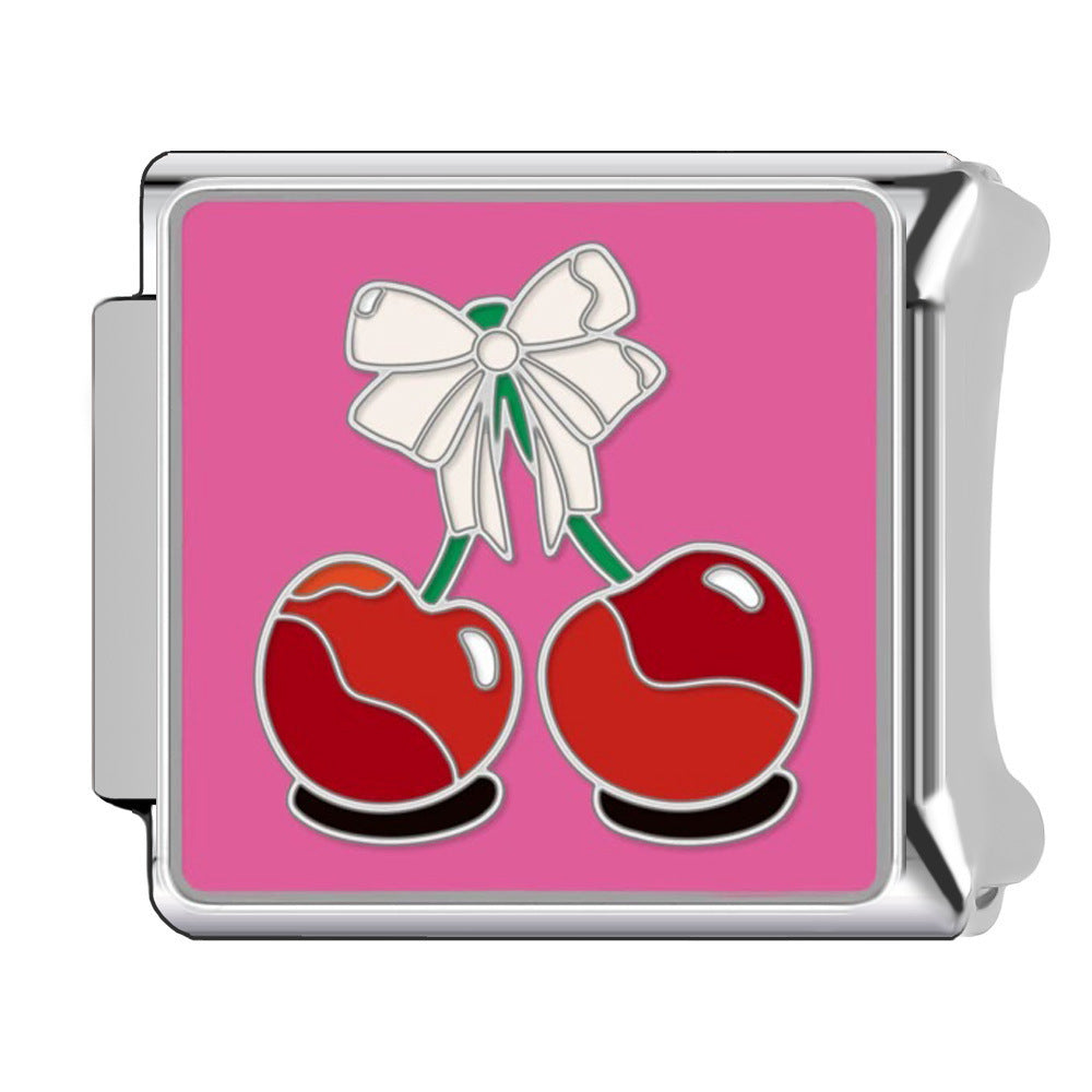 Wholesale Italian Charm Bracelet 9mm DIY Cherry Cute   Creative Stainless Steel Composable Bracelet