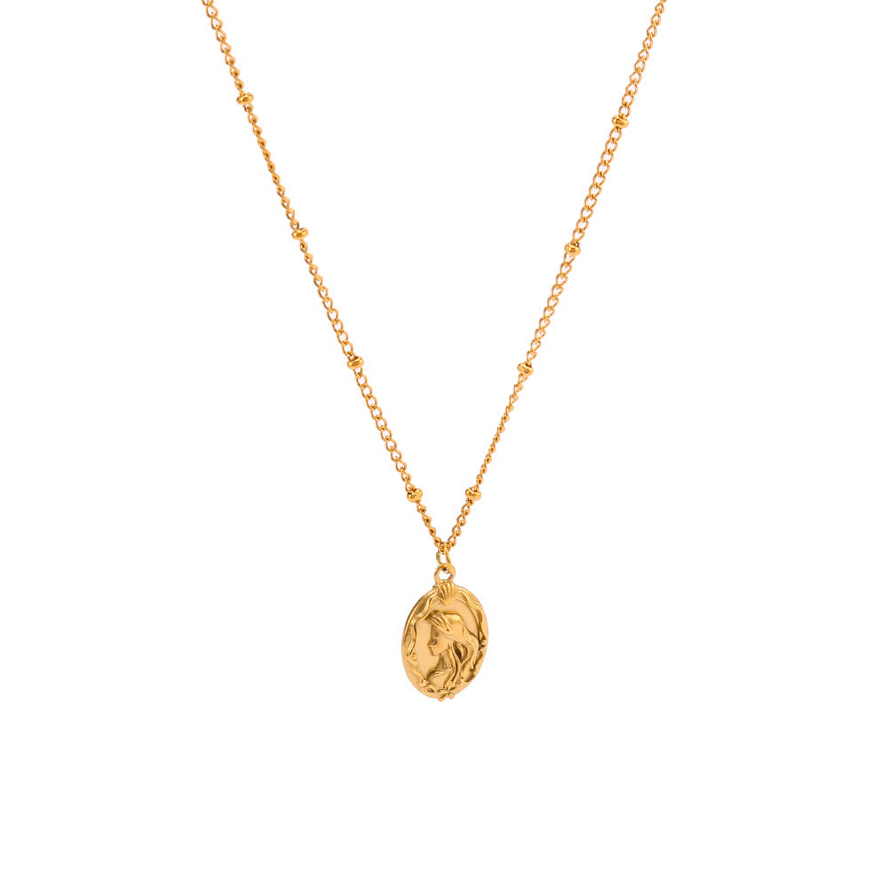 Wholesale Mermaid Princess Double-sided Design Sense Stainless Steel Bead Chain Necklace