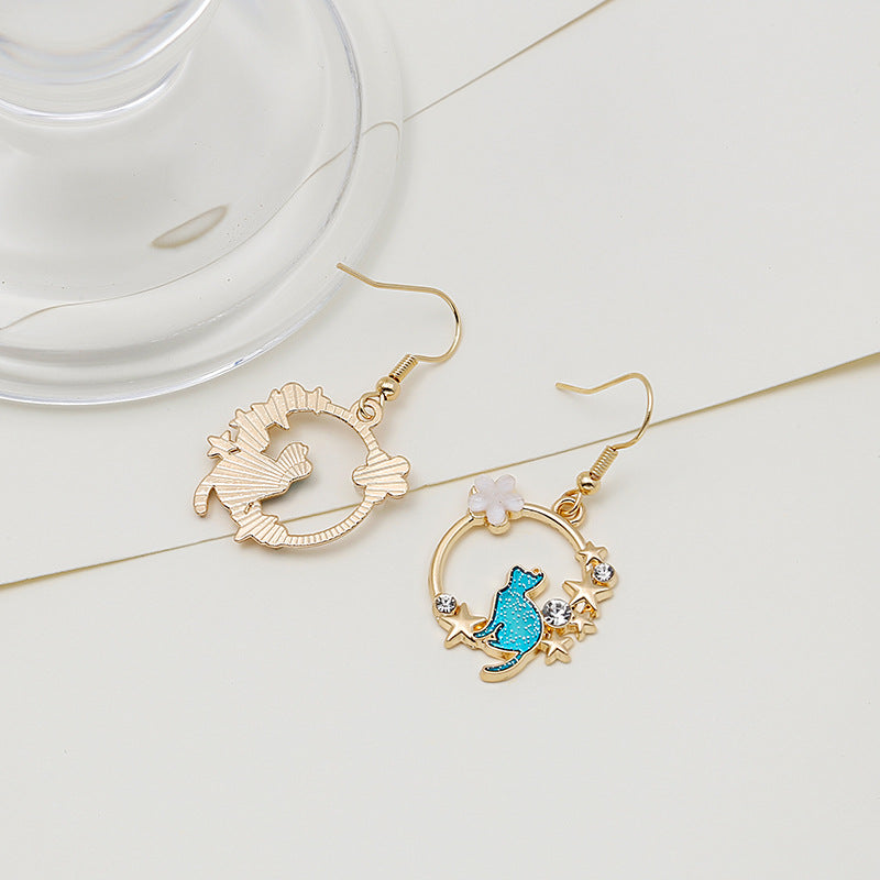 Wholesale Cartoon Cat Geometric Round Garland Earrings