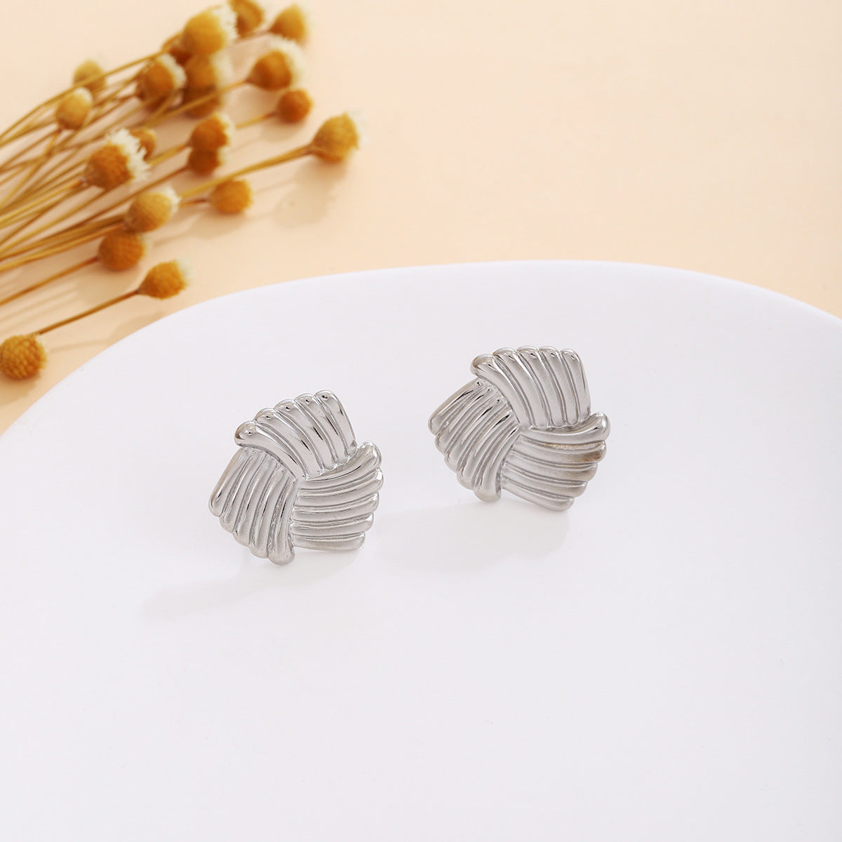 Wholesale Silver Textured Triangle Heart Earrings