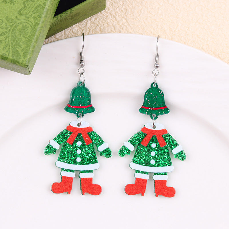 Wholesale Christmas Multicolor Snowman Christmas Tree Acrylic Earrings