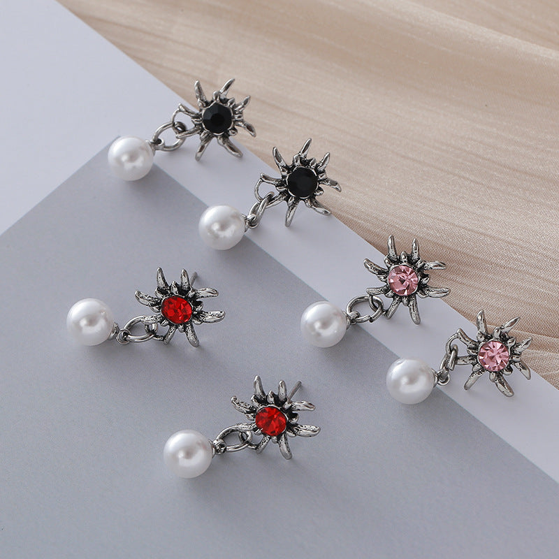 Wholesale Alloy Flower Earrings Edelweiss Pearl Studs Trendy Party Jewelry for Women