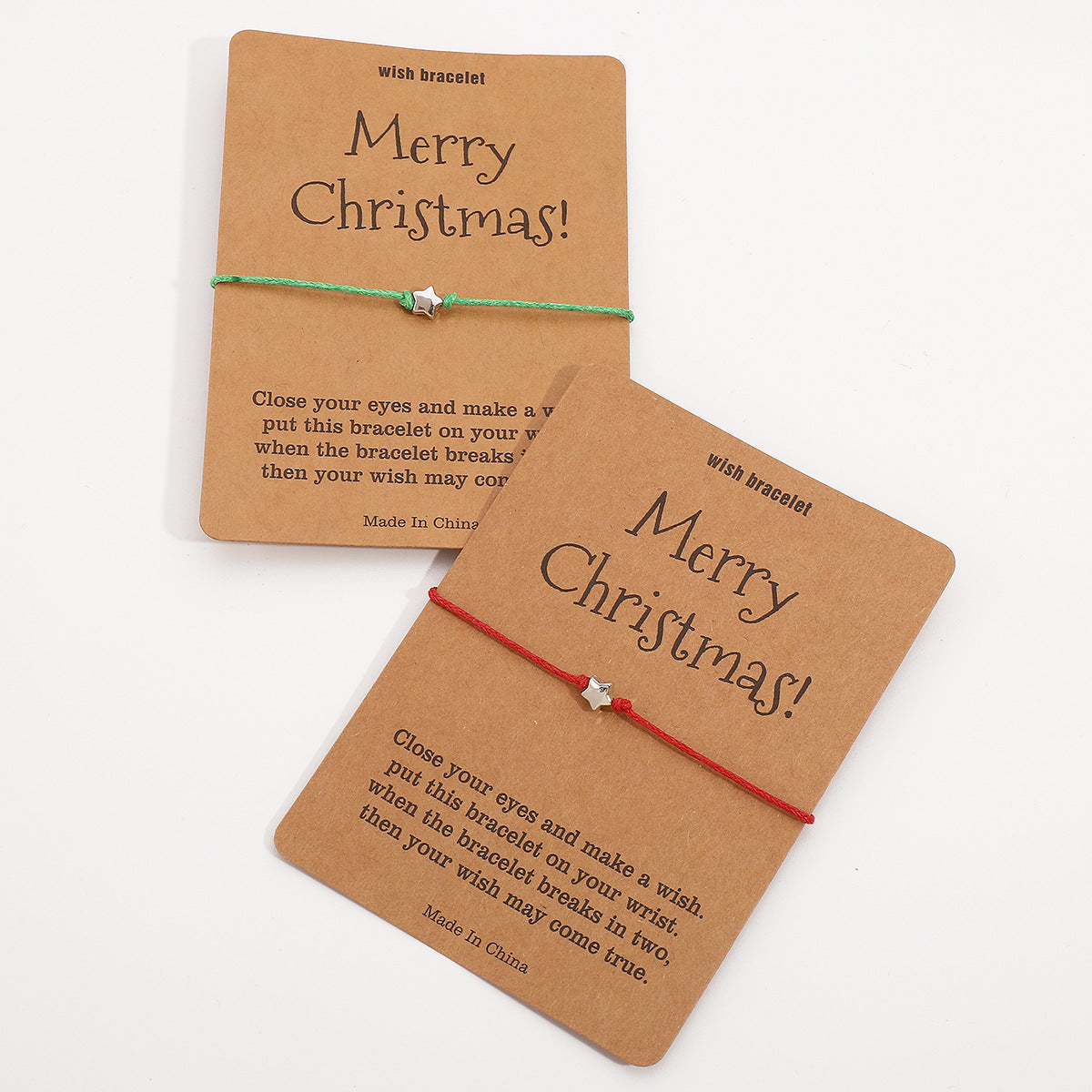 Wholesale Love Star Bracelet suit Christmas Red and Green Color Wax Rope Woven Bracelet