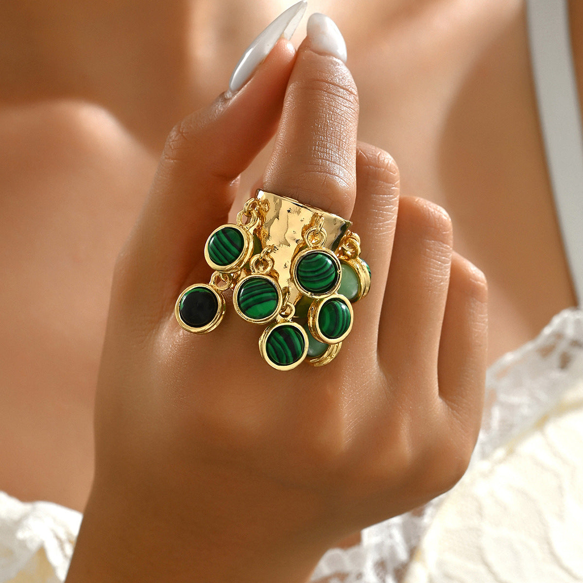 Wholesale Women's Open Adjustable Rings with Colored Gemstones ACC-RS-BaSha001