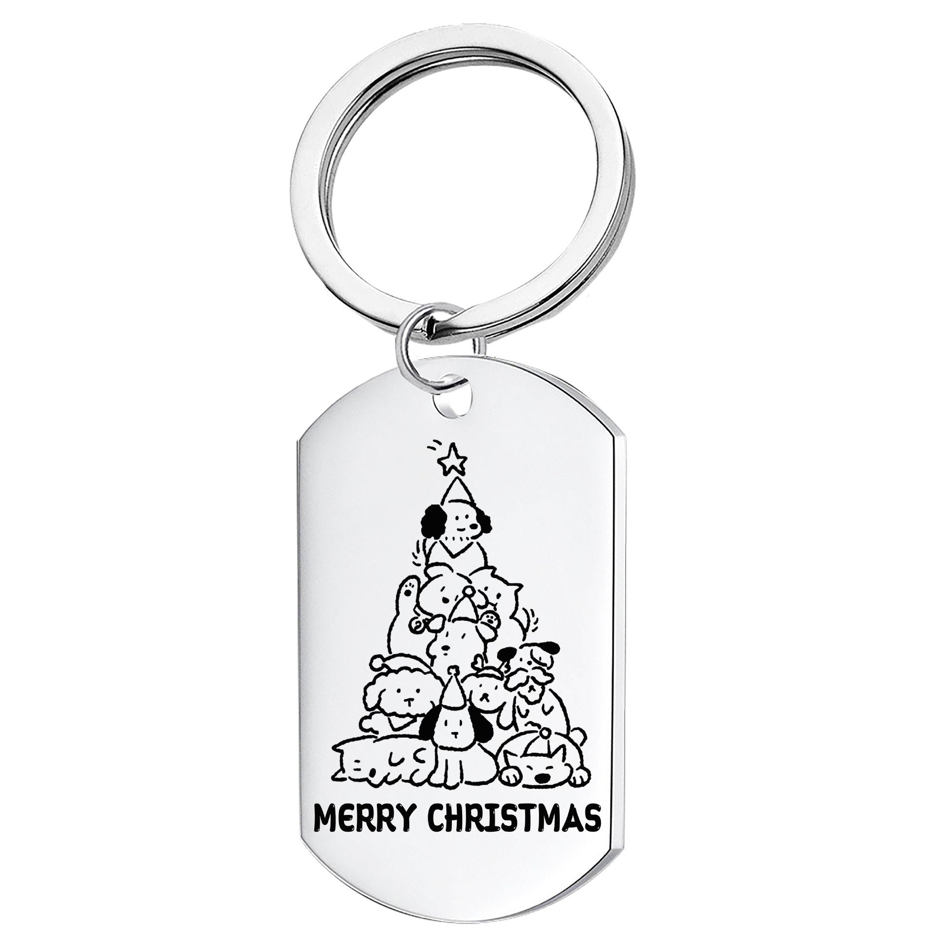 Wholesale Stainless Steel Military Dog Tag Keychain With Christmas Tree Elk Snowman Laser Engraving Holiday Gift
