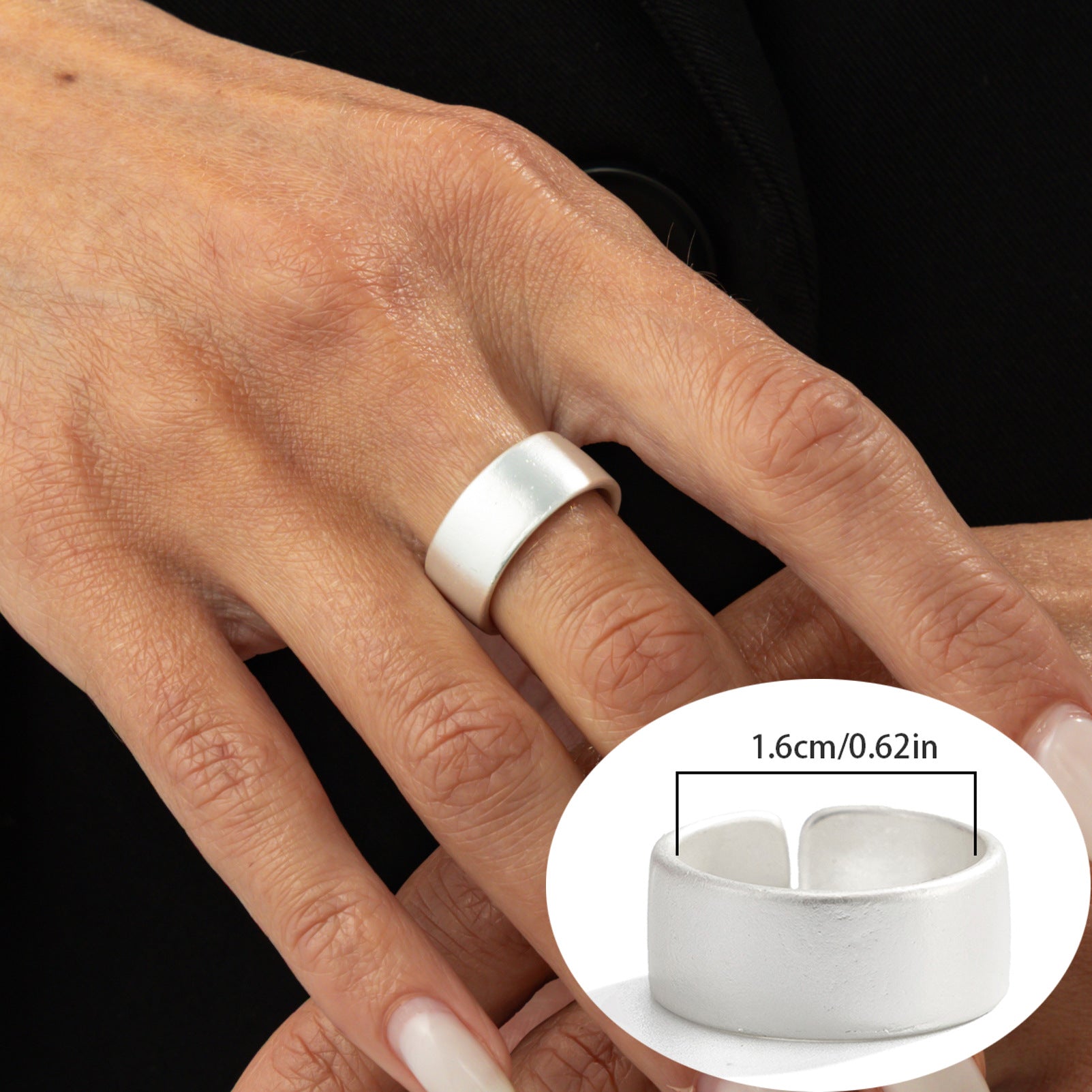 Wholesale Frosted Matte Heart Wide-Brimmed Ring Open Ring