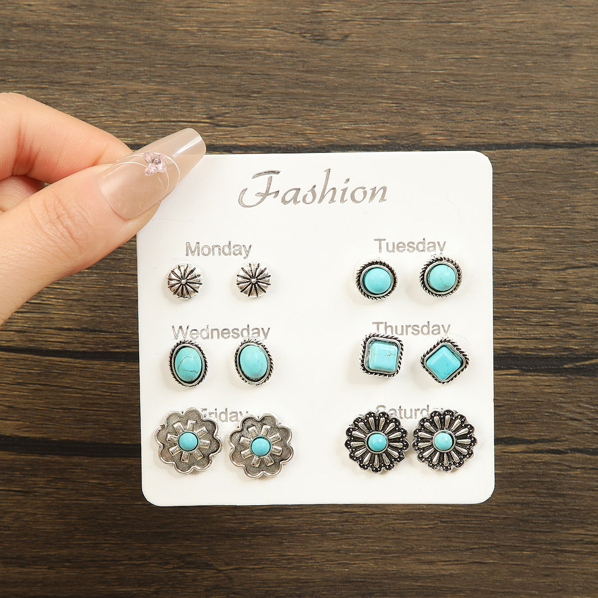 Wholesale geometric alloy multi-piece set earrings