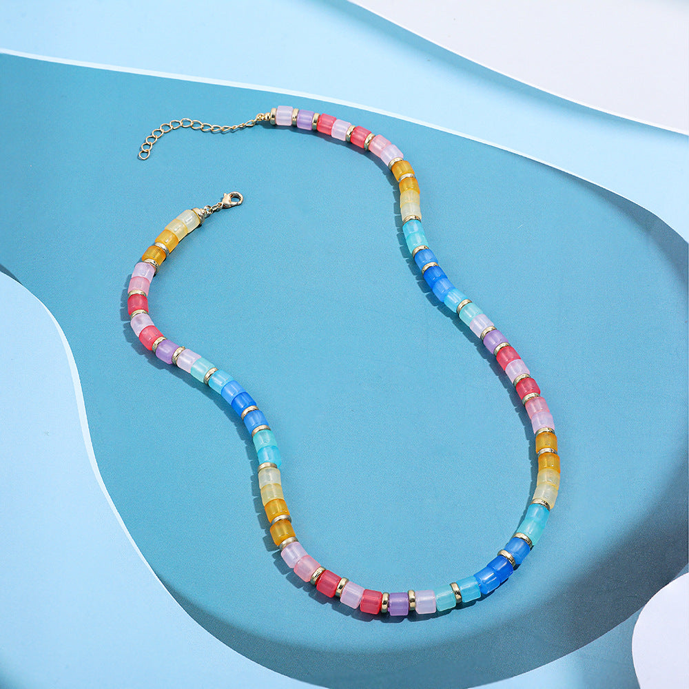 Wholesale Jelly Color Transparent Beaded Necklace