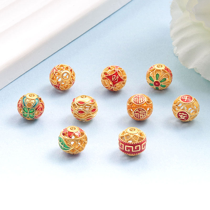 Wholesale S925 sterling silver new style ancient golden auspicious spacer beads