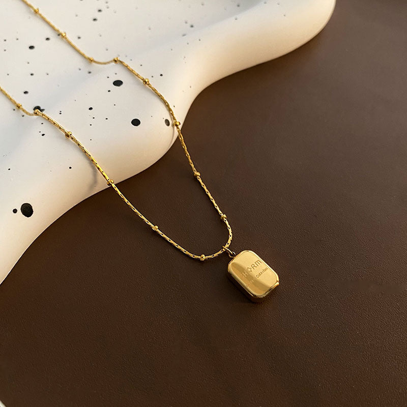 Wholesale Retro Block Letter Necklace Titanium Steel Necklace Sweater Chain Clavicle Chain ACC-NE-Yuxi012