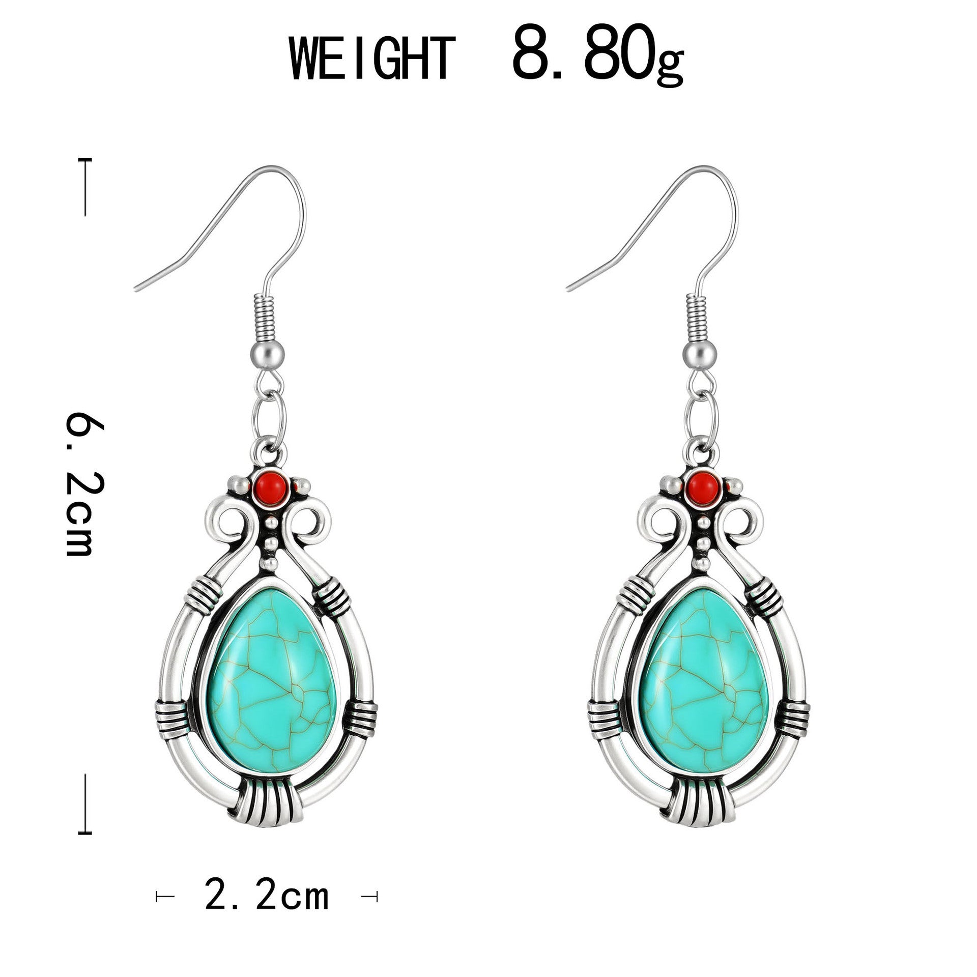Wholesale turquoise retro bohemian teardrop earrings