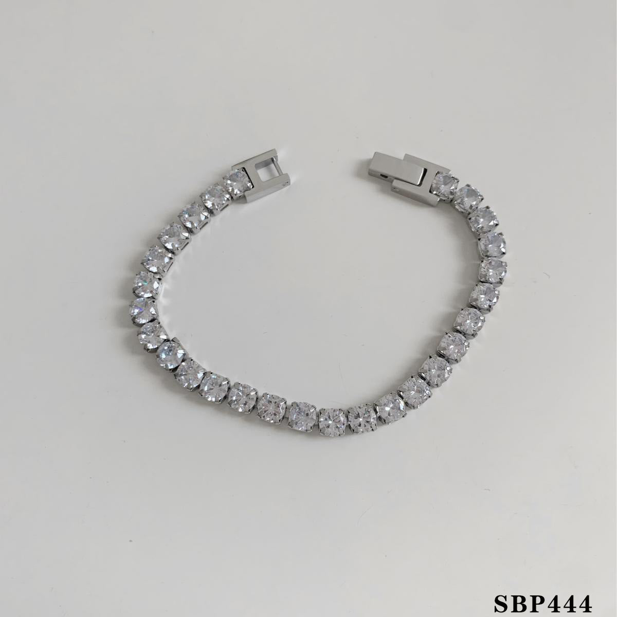 Wholesale  Stainless Steel Exquisite Diamond Wide Strap Mesh Chain Love Bracelet