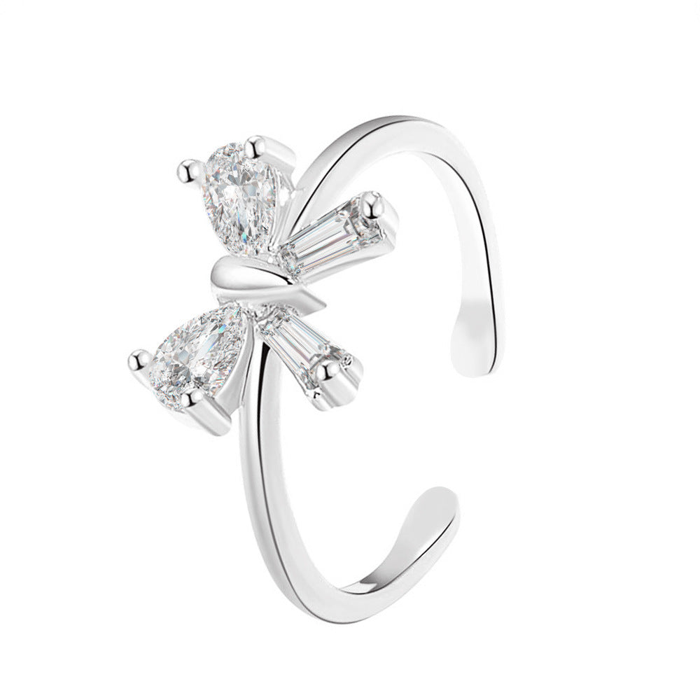 Wholesale Heart Shaped Rhinestone Adjustable Open Ring Chic Women S Fashion Jewelry Accessory For Party Gift