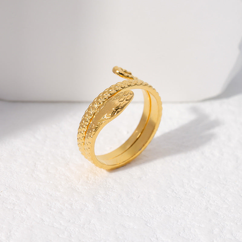 Wholesale Stainless Steel Rings Adjustable Open Finger Rings Snake Ring ACC-RS-Manguo003